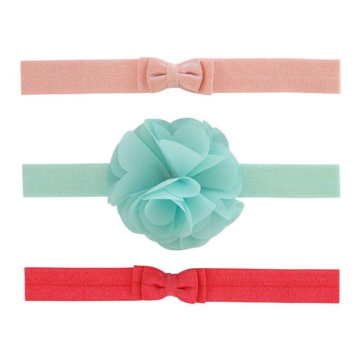 Baby Girl Carter's 3-pk. Rosette & Bow Head Wraps, Size: 0-6 Months, Blue