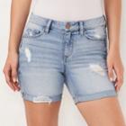 Women's Lc Lauren Conrad Mid-length Cuffed Jean Shorts, Size: 12, Blue