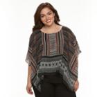 Plus Size Ab Studio Tribal Print Poncho Top, Women's, Size: 1xl, Ovrfl Oth