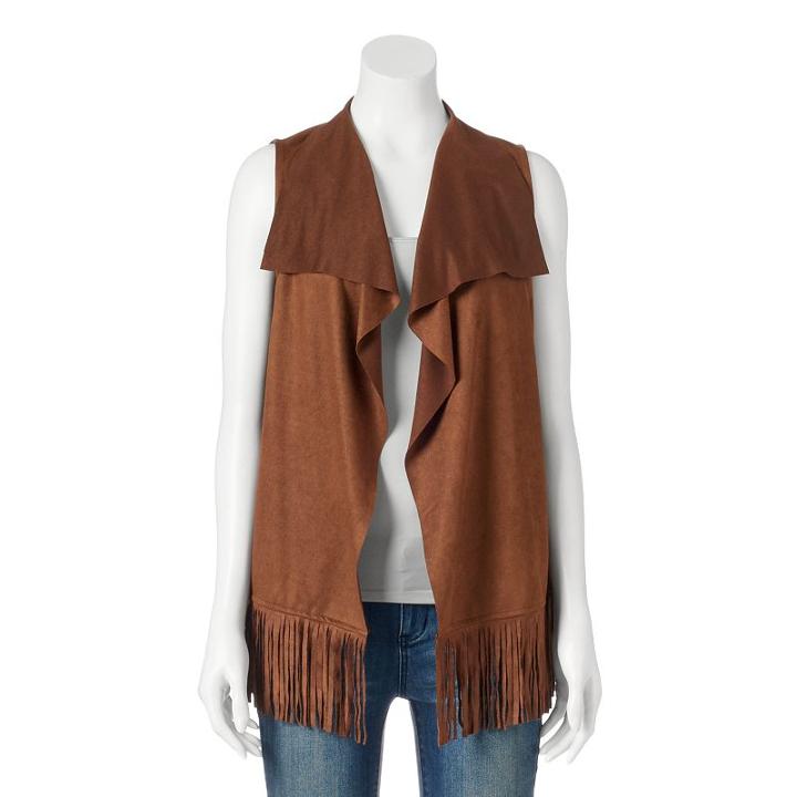 Apt. 9&reg; Solid Fringe Vest, Women's, Lt Beige