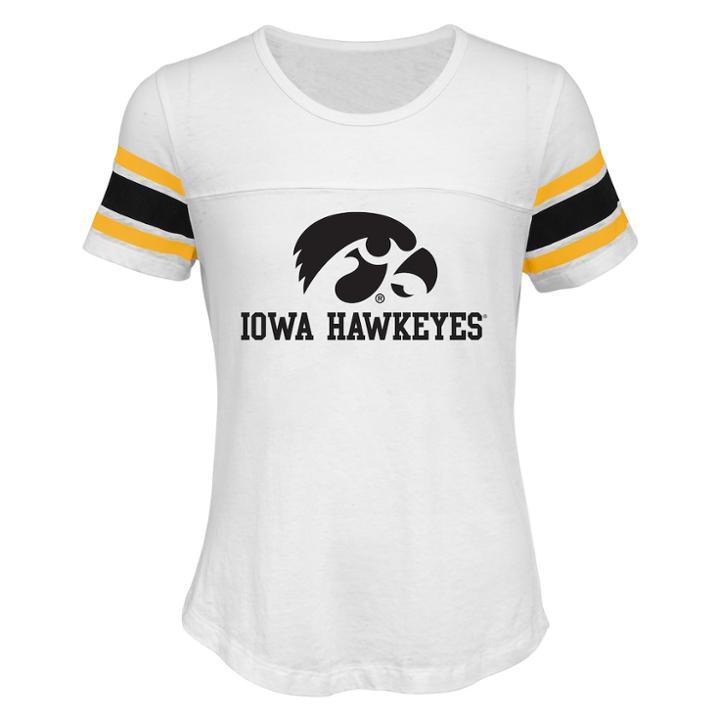 Girls 7-16 Iowa Hawkeyes Team Pride Burnout Tee, Size: S 7-8, White