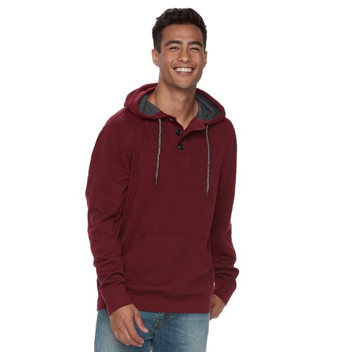 Men's Urban Pipeline&reg; Henley Hoodie, Size: Xl, Med Red