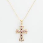18k Gold-over-silver Ruby And Diamond Accent Cross Pendant, Women's
