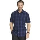 Men's Van Heusen Classic-fit Plaid Textured Button-down Shirt, Size: Large, Dark Blue