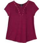 Girls 7-16 Iz Amy Byer Short Sleeve Lace-up Swing Tee, Size: Medium, Med Purple