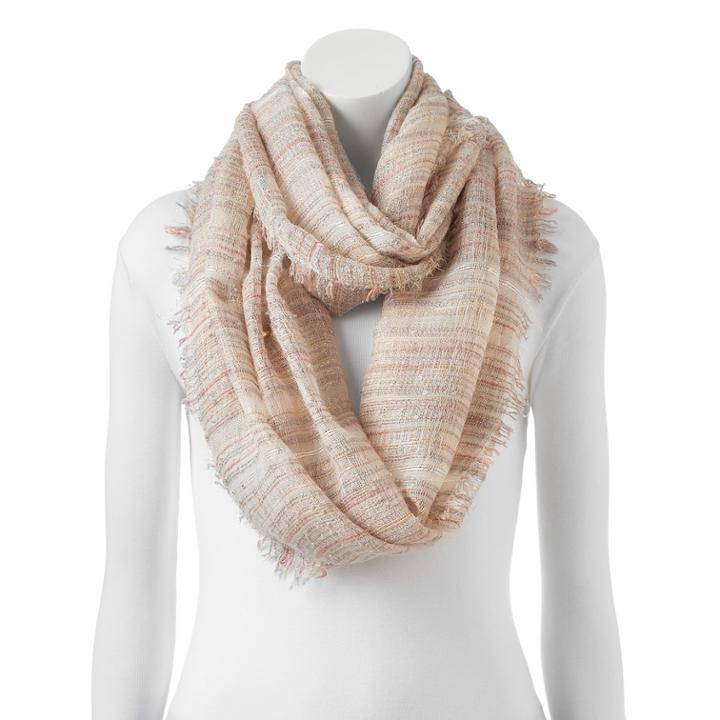 Apt. 9&reg; Slubbed Striped Infinity Scarf, Women's, White Oth