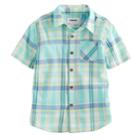 Boys 4-7x Sonoma Goods For Life&trade; Plaid Button Down Short Sleeve Shirt, Size: 6, Med Blue