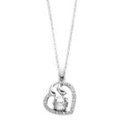 Brilliance Silver Tone Heart Pendant Necklace With Swarovski Crystals, Women's, White