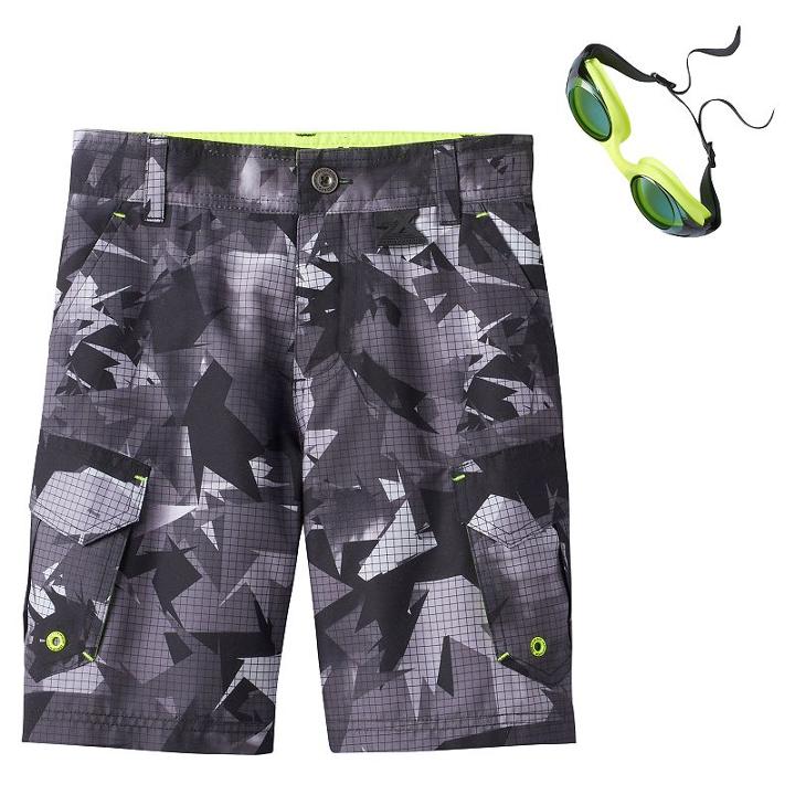Boys 4-7 Zeroxposur Camo Swim Trunks With Goggles, Boy's, Size: 5/6, Black