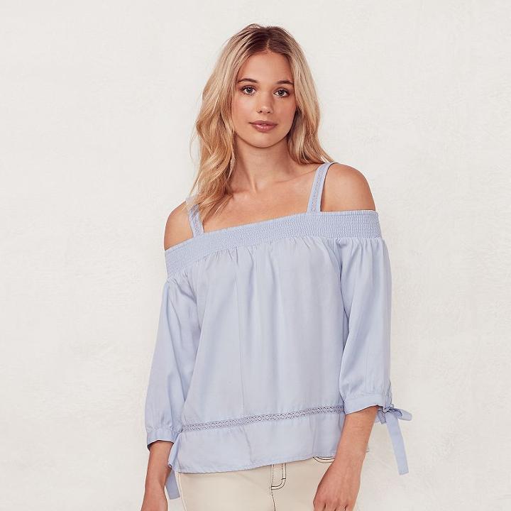 Women's Lc Lauren Conrad Smocked Off-the-shoulder Top, Size: Xxl, Brt Purple