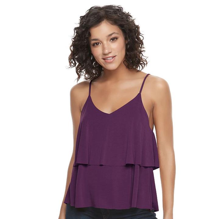 Mudd, Juniors' &reg; Tiered Flutter Tank, Girl's, Size: Medium, Purple