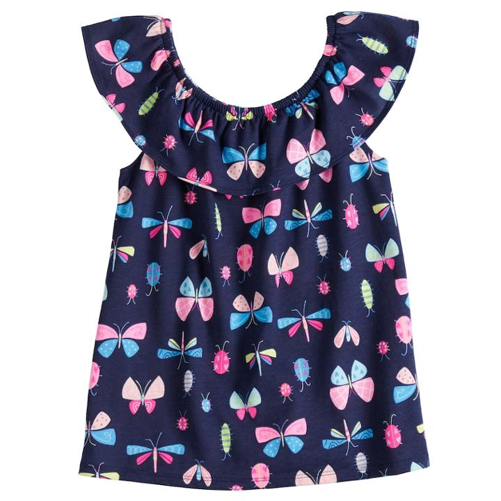 Girls 4-10 Jumping Beans&reg; Ruffle Shoulder Top, Size: 7, Blue
