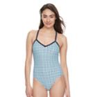 Women's Halitech Geometric One-piece Swimsuit, Size: Xl, White