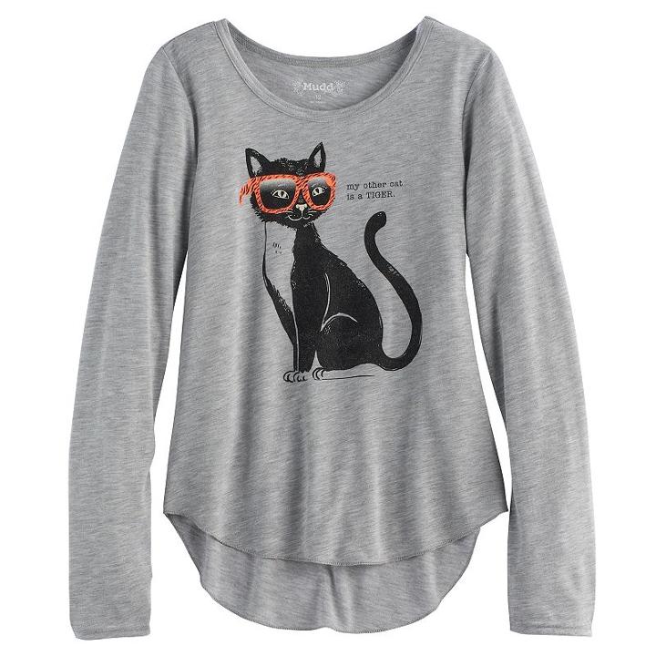 Girls 7-16 & Plus Size Mudd&reg; High-low Graphic Tee, Size: 10, Grey Other
