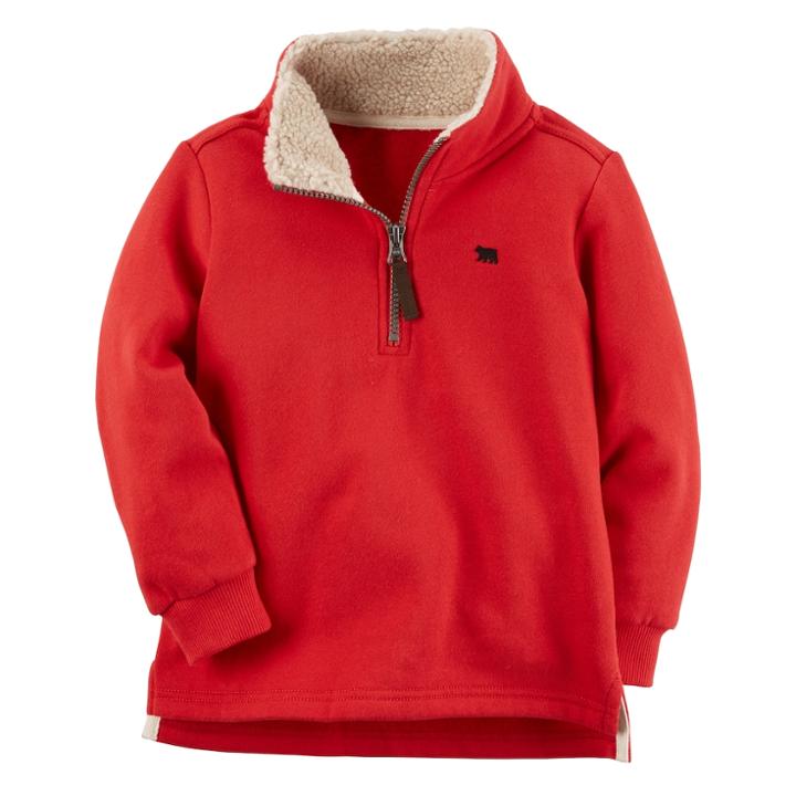 Boys 4-8 Carter's Sherpa Half Zip Fleece Pullover, Size: 7, Red
