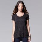 Women's Simply Vera Vera Wang Crinkle Tee, Size: Xs, Black