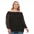 Plus Size Ab Studio Smocked Off-the-shoulder Top, Women's, Size: 0x, Black