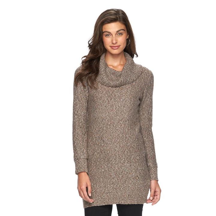 Women's Ab Studio Cowlneck Tunic Sweater, Size: Small, Beige Oth