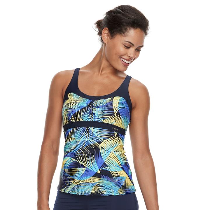 Women's Zeroxposur Printed Empire Tankini Top, Size: 12, Brt Yellow