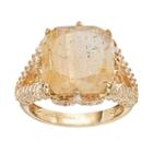 Sophie Miller Rutilated Quartz & Cubic Zirconia Sterling Silver Square Ring, Women's, Size: 8, Yellow