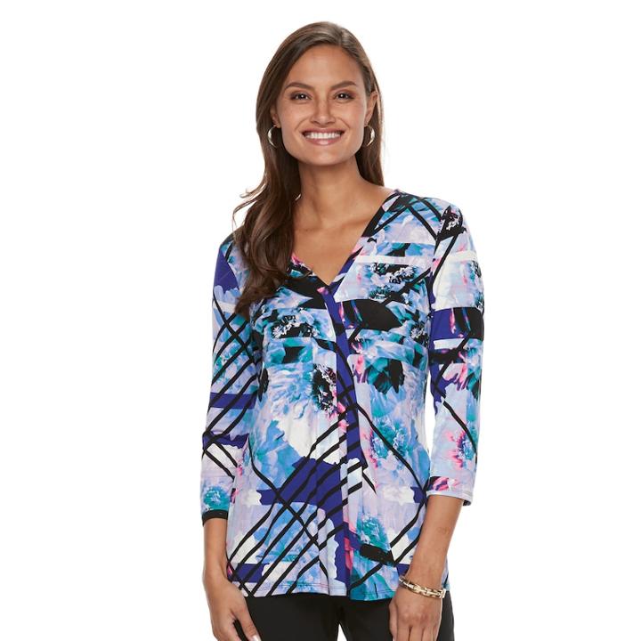 Women's Dana Buchman Release-pleat Top, Size: Large, Med Pink