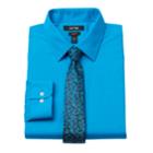 Men's Apt. 9&reg; Slim-fit Dress Shirt & Tie Set, Size: 2x-34/35, Turquoise/blue (turq/aqua)