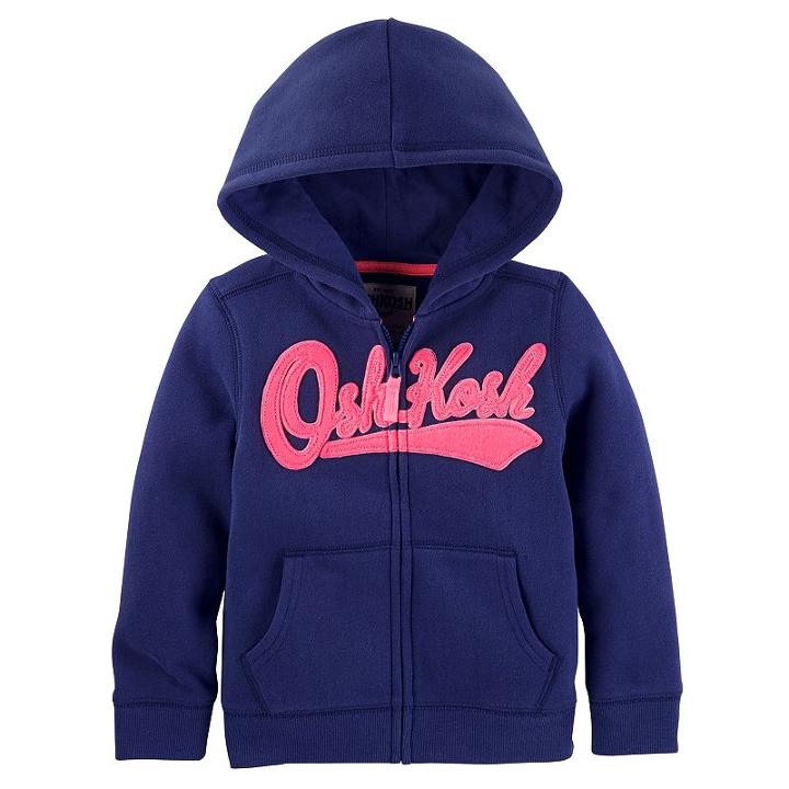 Girls 4-14 Oshkosh B'gosh&reg; Logo Applique Zip-up Hoodie, Size: 6x, Med Blue