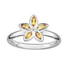 Stacks And Stones Sterling Silver Citrine Flower Stack Ring, Women's, Size: 9, Orange