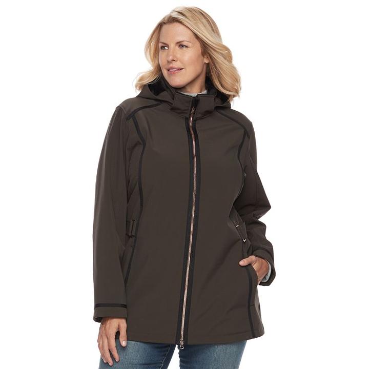 Plus Size Free Country Hooded Soft Shell Jacket, Women's, Size: 3xl, Green Oth