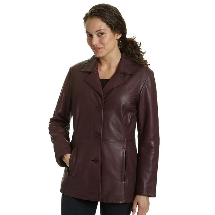 Women's Excelled Leather Jacket, Size: Large, Dark Red