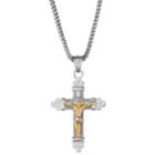 Men's Two Tone Stainless Steel Crucifix Pendant Necklace, Size: 24, Multicolor