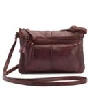 R & R Leather Zip Front Crossbody Bag, Women's, Red Other