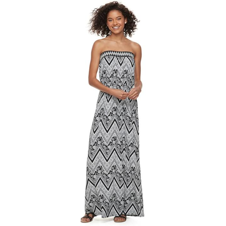Juniors' Trixxi Strapless Maxi Dress, Teens, Size: Large, Grey (charcoal)