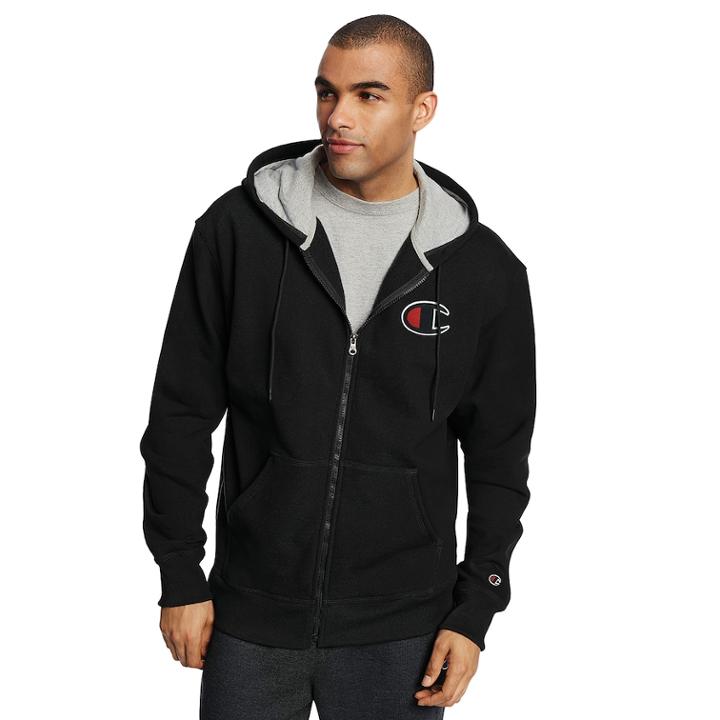 Men's Champion Powerblend Full-zip Hoodie, Size: Xxl, Black