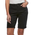 Women's Croft & Barrow&reg; Cuffed Bermuda Jean Shorts, Size: 10, Black