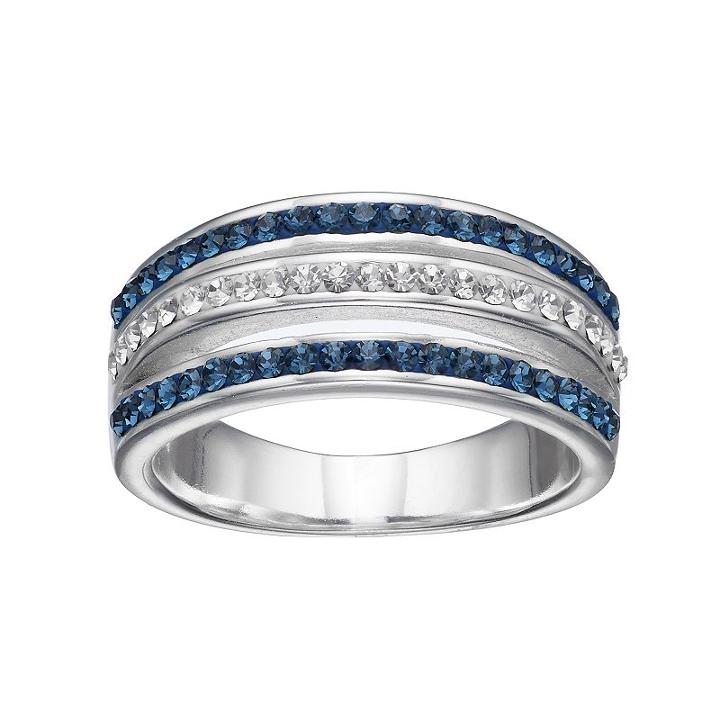 Silver Luxuries Crystal Split Multi Row Ring, Women's, Size: 6, Blue