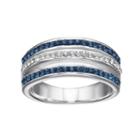 Silver Luxuries Crystal Split Multi Row Ring, Women's, Size: 6, Blue