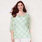 Plus Size Lc Lauren Conrad Printed Chiffon Peasant Top, Women's, Size: 2xl, White