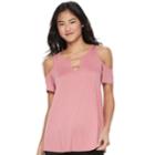Juniors' Pink Republic Cold Shoulder Short Sleeve Top, Teens, Size: Small, Med Pink