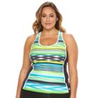 Plus Size Zeroxposur Striped Racerback Tankini Top, Women's, Size: 18 W, Yellow Oth