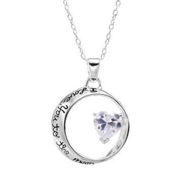 Love You To The Moon And Back Sterling Silver Cubic Zirconia Mobius Pendant, Women's, White