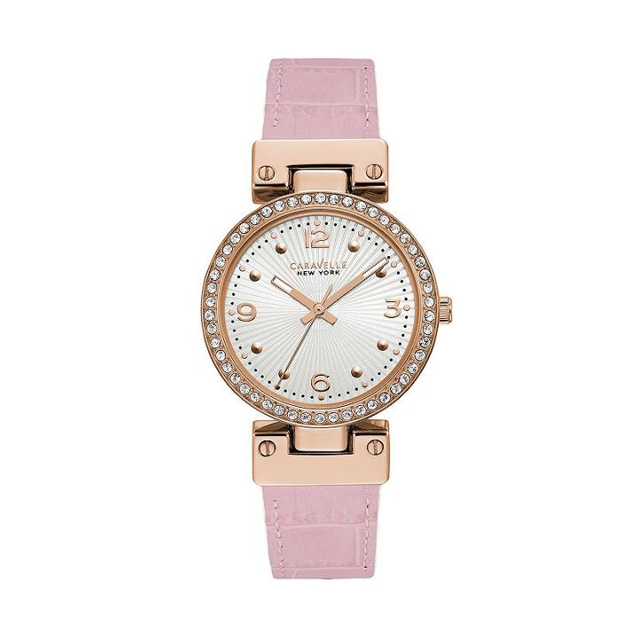 Caravelle New York By Bulova Women's Crystal Reversible Leather Watch - 43l232, Multicolor