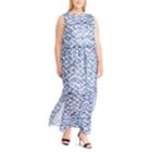 Plus Size Chaps Print Blouson Maxi Dress, Women's, Size: 22 W, Natural