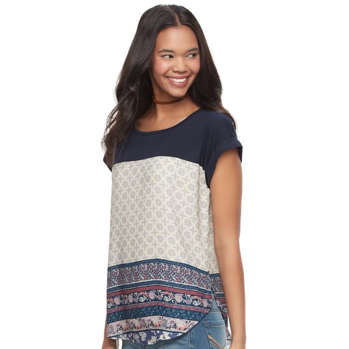 Juniors' Rewind Mixed Print Top, Teens, Size: Xl, Green