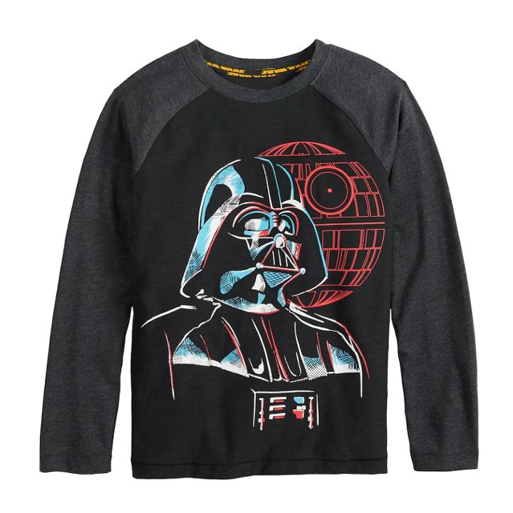 Boys 4-8 Star Wars A Collection For Kohl's Darth Vader Death Star Glow In The Dark Raglan Tee, Size: 4, Black