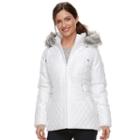 Women's Details Faux-fur Trim Quilted Jacket, Size: Small, Natural