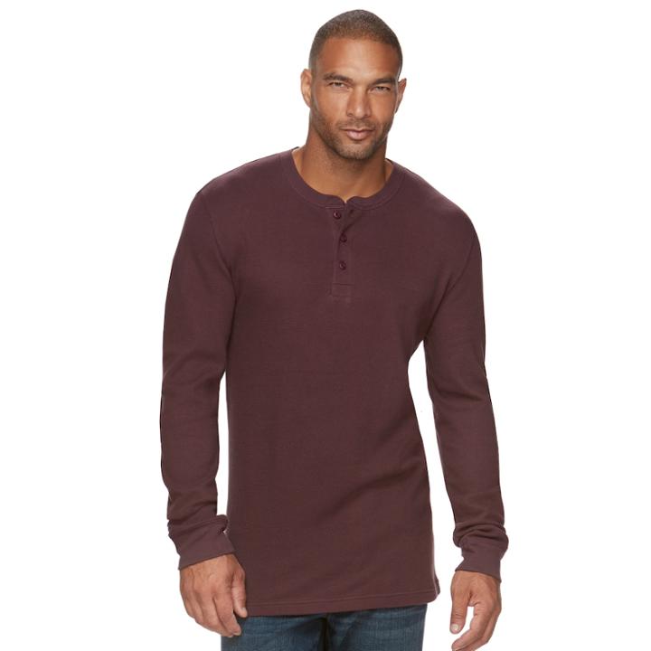 Big & Tall Sonoma Goods For Life&trade; Slim-fit Thermal Performance Henley, Men's, Size: L Tall, Brown