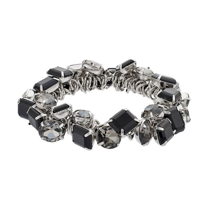 Simply Vera Vera Wang Shaky Black Stone Stretch Bracelet, Women's