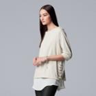 Women's Simply Vera Vera Wang Mock-layer Lace-up Top, Size: Large, Lt Beige