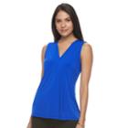 Women's Dana Buchman Pleated V-neck Tank, Size: Medium, Med Blue